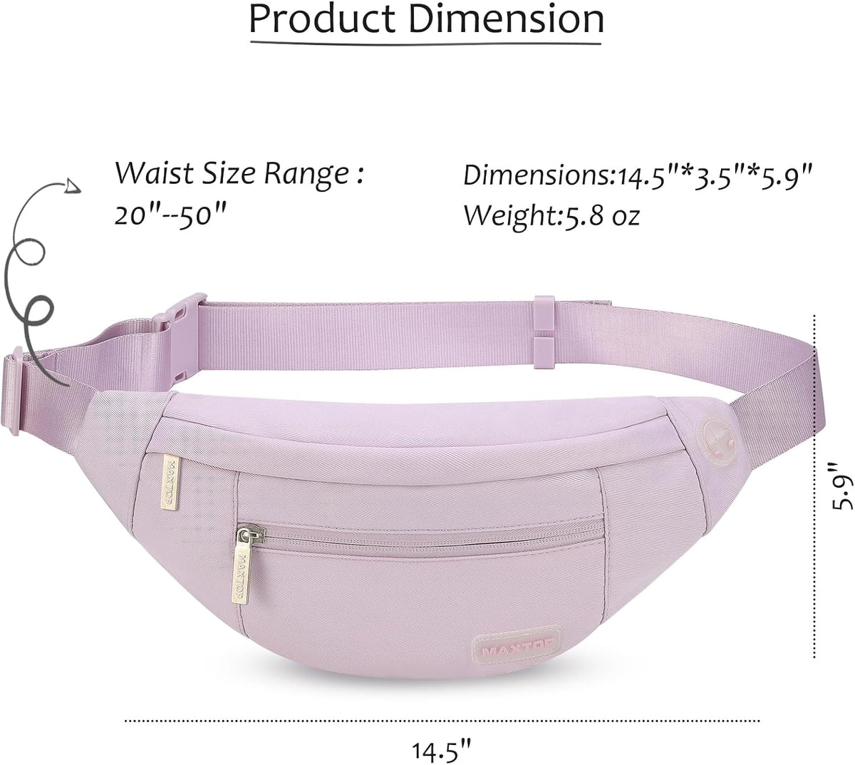 MAXTOP Large Crossbody Fanny Pack with 4-Zipper Pockets,Gifts for Enjoy Sports Festival Workout Traveling Running Casual Hands-Free Wallets Waist Pack Phone Bag Carrying All Phones