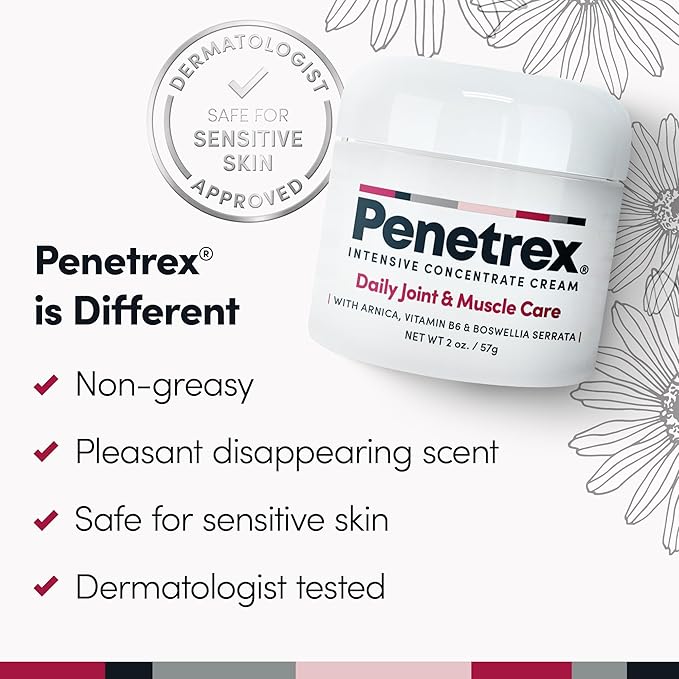 Penetrex Joint Muscle Therapy - Soothing Comfort for Back, Neck, Hands, Feet - Premium Whole Body Rub with Arnica, Vitamin B6 MSM Boswellia - Non-Greasy 2oz Cream