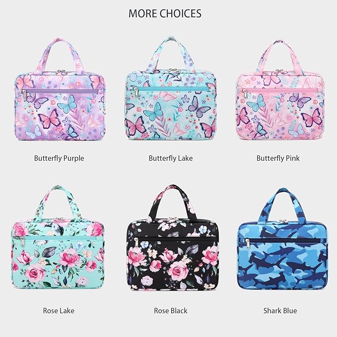 Octsky Bible Covers Bible Case Girls Book Carrying Case for Kids Scripture Church Bag Bible Protective with Handle Zippered Pocket (Butterfly Lake)