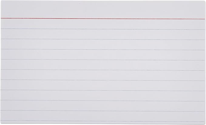 Basics Ruled Lined Index Cards, 1000 count, 10 Pack of 100, White, 3 in x 5 in