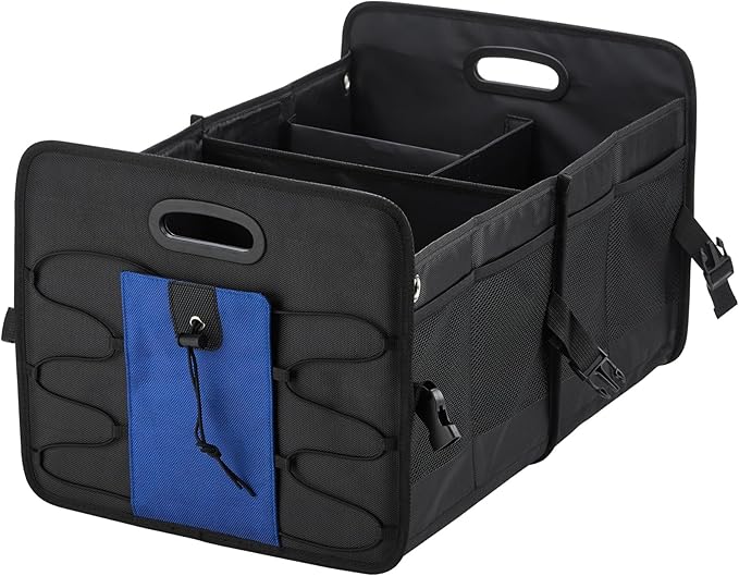 Large Car Trunk Organizer - Durable Oxford Cloth Car Storage Box with Flexible Dividers, Mesh Pockets Foldable Design for SUVs, Cars Groceries