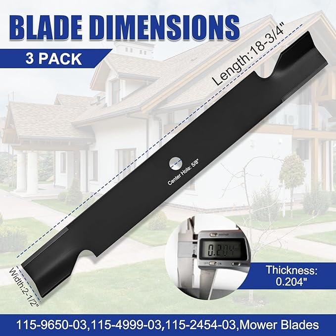 Upgrade 115-9650-03 115-2454-03 (3 Pack) Lawn Mower Blades Replace for 115-4999 115-4999-03 18-34" Mower Blade,for Toro Timecutter 54 Inch MX5400 MX5480 ZX5450 ZX5400 ZX5420 Deck Lawn Mower