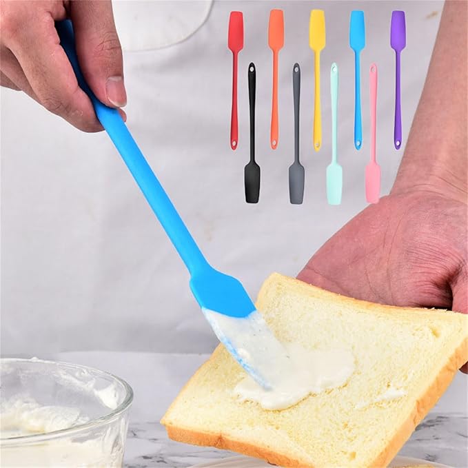 Long Handle Cream Cake Silicone Spatula Kitchen Non-stick Butter Chocolate Flour Scraper Baking Accessories Baking Scraper Integrated All Inclusive Silicone Scraper (Red)