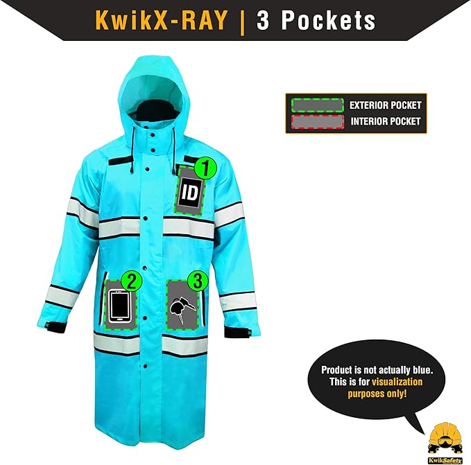 KwikSafety - Charlotte, NC - TORRENT High Vis Rain Jacket Trench Coat ANSI OSHA Compliant
