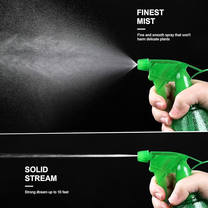 Spray Bottles 3-Pack, 16 Oz, Mist & Stream, Plastic Water Spray Bottle for Hair, Essential Oils, Plants, Cleaning Solutions, BBQ, Cat Dog Correction Behavior - Leak Proof - Empty Spray Bottles