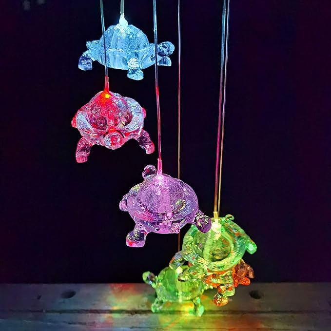 Wind Chimes Chandelier, Solar Turtles Hanging Lamp ,Wind Chime Pendant Light IP44 Waterproof Mixcolor Slow Flashing