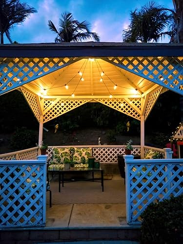 Brightech Ambience Pro Solar Powered Outdoor String Lights, 48 ft Commercial Grade Waterproof Patio Lights, 15 Edison Bulbs, Shatterproof LED String Lights for Outside, Porch - 1W Soft White