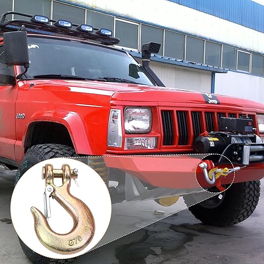 4Pack Clevis Slip Hook, 516 Inch Clevis Safety Hook with Safety Latch, Heavy Duty Forged G70 Chain Hook for Truck Trailer Winch Transport Tow Chain Hook,34 in Opening,14,000 Lb Capacity