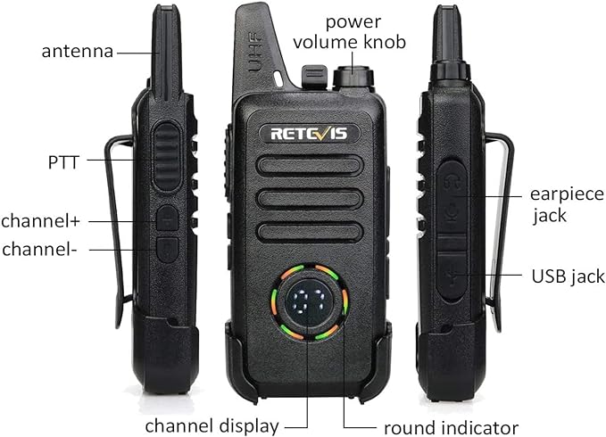 Retevis RT22S Walkie-Talkies Rechargeable,Small Walkie Talkies for Adults,VOX Alarm Channel Signal Display,Compact Two Way Radios for Family Community Gift Skiing(2 Pack)