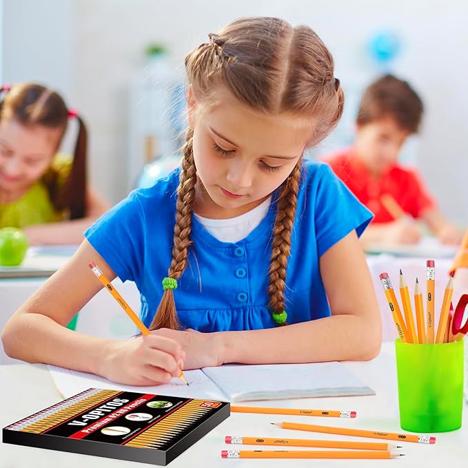 V-Opitos Wood-Cased 2 HB Pencils, 50 Pack Pre-Sharpened Pencils with Top Erasers, Bulk Yellow Pencils for School Teacher Supplies, Writing, Drawing and Sketching