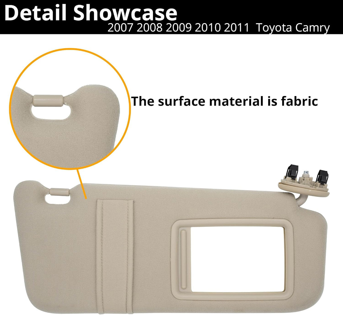Sun Visor Fit for 2007-2011 Toyota Camry Right Passenger Side W/O Light Color: Beige,Replace# 74310-06750-E0