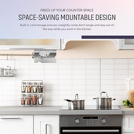 3 in 1 Under the Cabinet Electric Can Opener, Blade Sharpener, Bottle Opener, Under The Counter Mount, For Large And Small Cans (White)