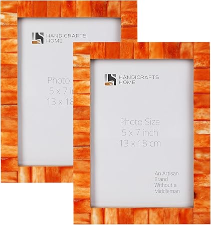 Handicrafts Home 5x7 Picture Frames Pack of 2 Classic Collection Handcrafted Photo Frames, Perfect for Wall Tabletop Display, Ideal Home Decor Gift