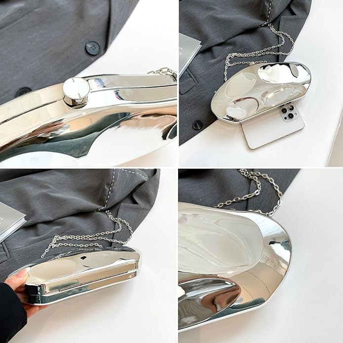 Acrylic Clutch Purse for Women Formal Evening Bag Shell Shape Clutch Handbags with Chain for Party Wedding Prom