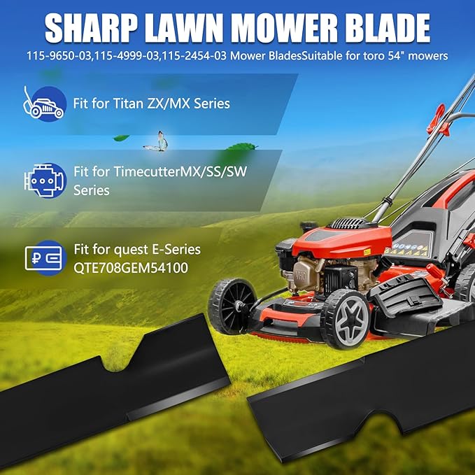 Upgrade 115-9650-03 115-2454-03 (3 Pack) Lawn Mower Blades Replace for 115-4999 115-4999-03 18-34" Mower Blade,for Toro Timecutter 54 Inch MX5400 MX5480 ZX5450 ZX5400 ZX5420 Deck Lawn Mower
