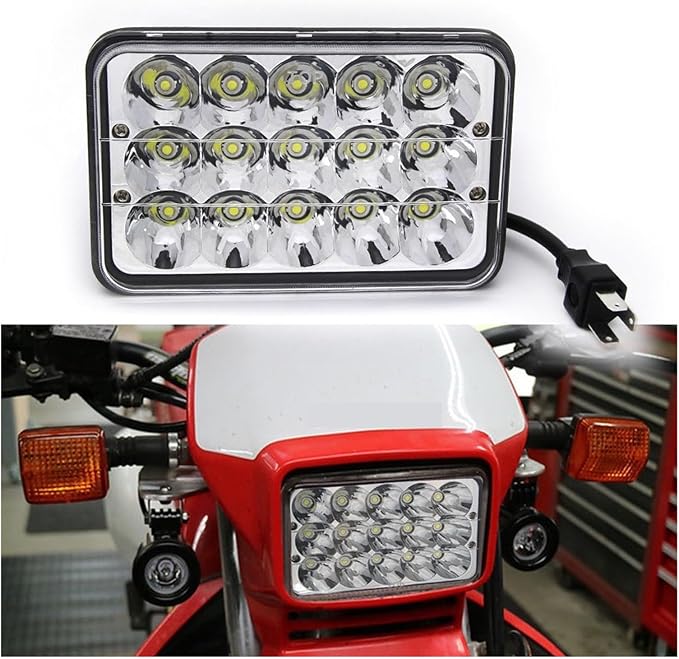 Square LED Headlight Lamp Conversion XR250 XR400 XR650 Compatible With Suzuki DRZ, Replace H4651H4652H4656H4666H6545LED 4 * 6