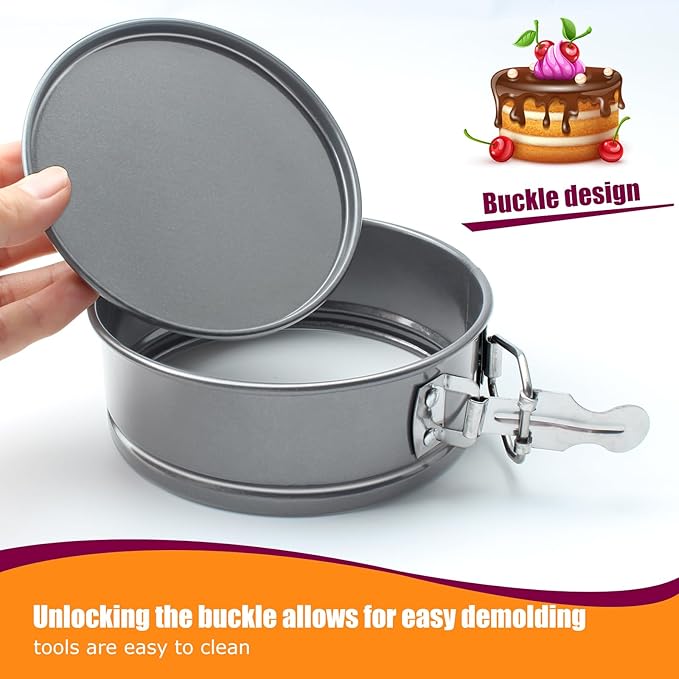 KUFUNG Cheesecake Pan, 4 Inch Springform Pan, Nonstick Leakproof Springform Pan Set for Mini Cheesecakes, Pizzas, Quiches (Gray, 4 inch)