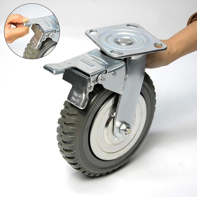 Nisorpa 4 Pack Heavy Duty Plate Casters Set 6 inch Swivel Wheel with Brake Anti-Skid 360 Degree Ball Bearing Castor Wheels(All Swivel,2PCS with Brake 2PCS Without)