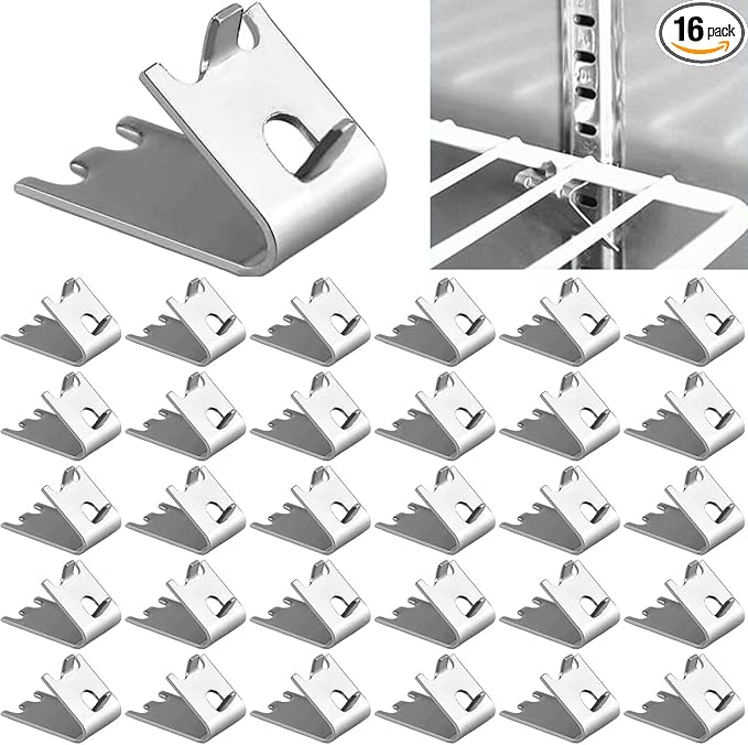 920158 Freezer Shelf Clip,Stainless Steel Shelf Clip for Refrigerator,Freezer Cooler Shelf Support,Replacement Shelf Square Buckles Clips (16)