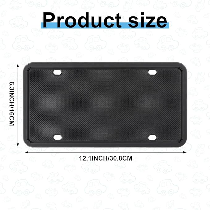 Silicone License Plate Frames Black,Car License Plate Frame, Universal US Car Black License Plate Holders Brackets Rust-Proof, Rattle-Proof, Weather-Proof Car Accessories(Black)