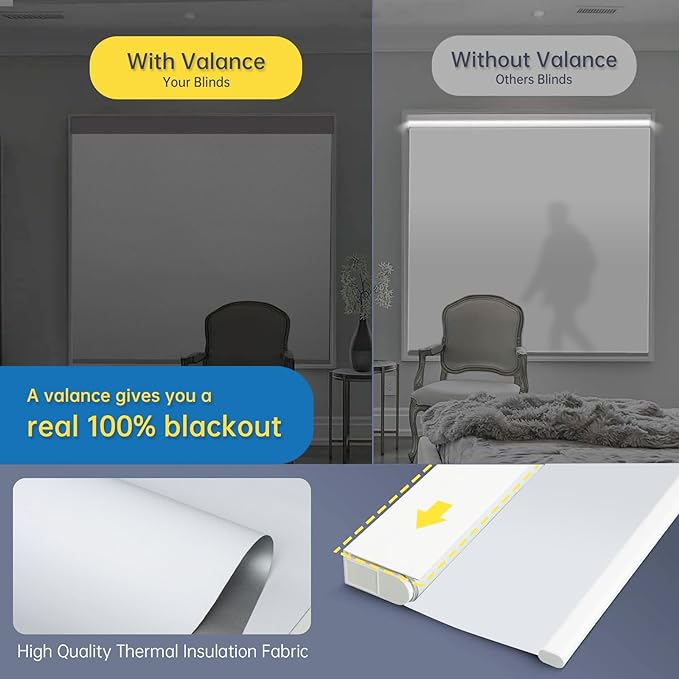 DENFOON Motorized Blinds with Remote,Thermal Electric BlindsSolar Panel,Customizable Automatic Roller Shades, Blackout Remote Control Blinds for Windows Upgrade to Smart Blinds, White,20" W x 72" H
