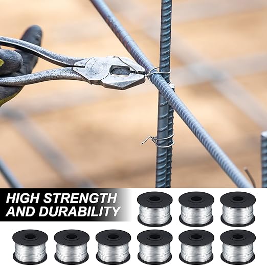 Shimeyao 10 Rolls Rebar Tie Wire Tool 132" 0.8 mm 360 ft Rebar Gun Tie Wire Coil for Automatic Twister Machine, 3600 ft Totally