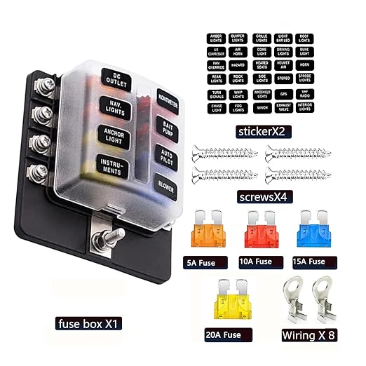 Car 6 Way 8 Way Blade Fuse Terminal Block Auto Track Fuse Holder Box with Light(ONLY Blade Fuse 1_Standard)