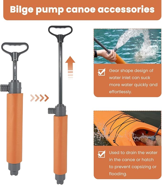 Kayak Bilge Pump Manual Water Pump Hand Pump Boat Hand Pump Bilge Pump for Kayaks Canoes and Boats Kayak Accessories