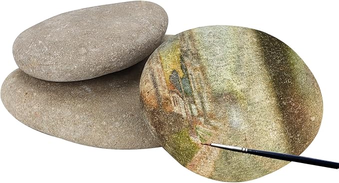 SHEUTSAN 9 PCS 3-4 Inch River Painting Rocks, Crafts Stones, Flat Rocks, Smooth Painting Stone for DIY Project, Hand Crafts