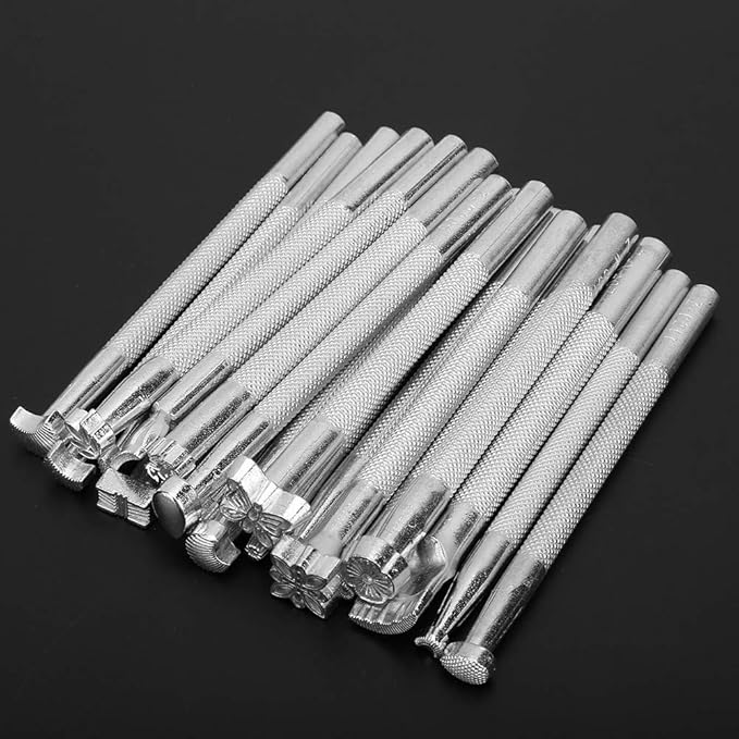 20 Pcs Multi Shape Leather Stamp Punch Tool Set Leather Craft