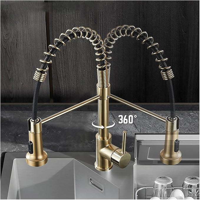 Kitchen Faucet Pull Out Sprayer Countertop Mount Matte Black Mixer Faucet 360 Degree Swivel Kitchen Sink Hot and Cold Water Faucet