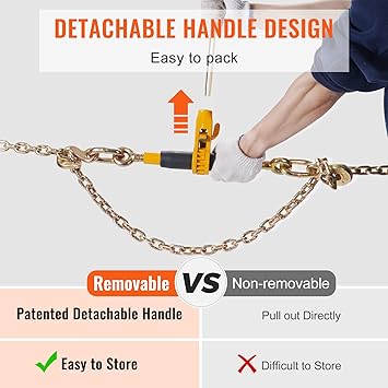 VEVOR Ratchet Chain Binder, 516"-38" Heavy Duty Load Binders, with G80 Hooks 7,100 lbs Secure Load Limit, Labor-saving Anti-skid Handle, Tie Down Hauling Chain Binders for Flatbed Truck Trailer, 4 P