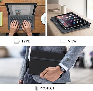 Logitech Universal Folio with Integrated Bluetooth 3.0 Keyboard for 9-10" Apple, Android, Windows Tablets, Black