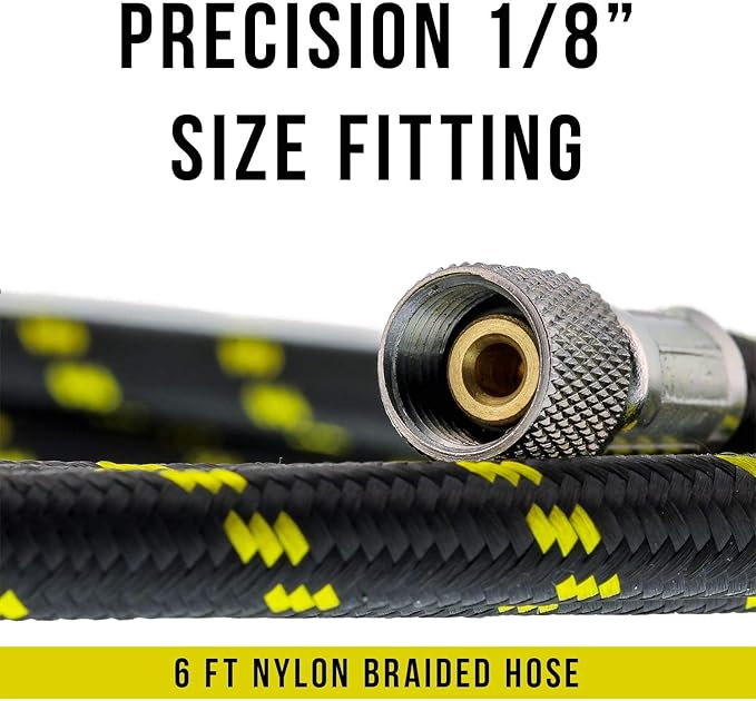 Master Airbrush Premium 6 Foot Nylon Braided Airbrush Hose - 18" BSP Air Brush Adapter Fitting Connectors on Both Ends (Hose Color May Vary)