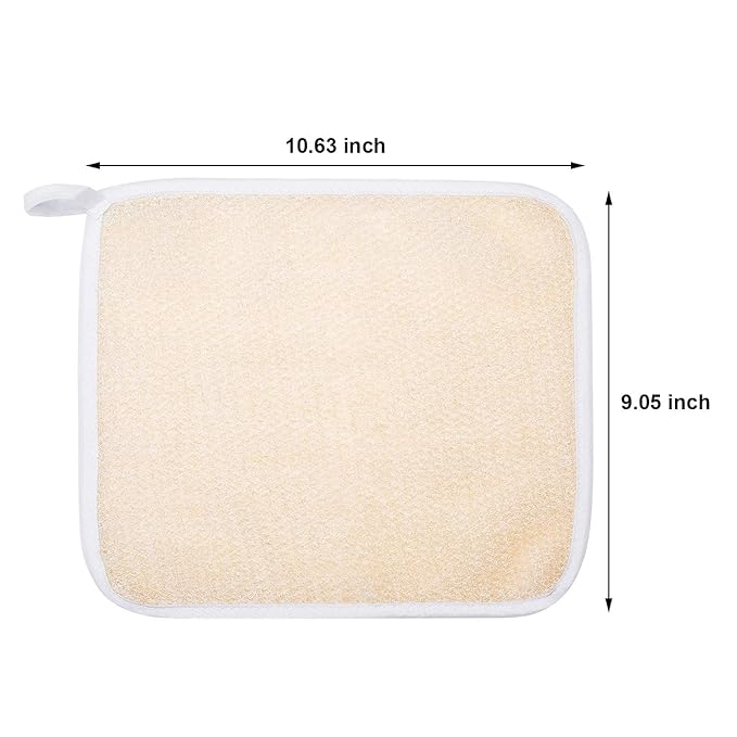 Tattoo 5 Face & Body Exfoliating Cloths, Bath Towel Fabric, Scrub, Massage, Bath Cloth for Women & Men, 10.63 x 9.05 inches (beige edge)