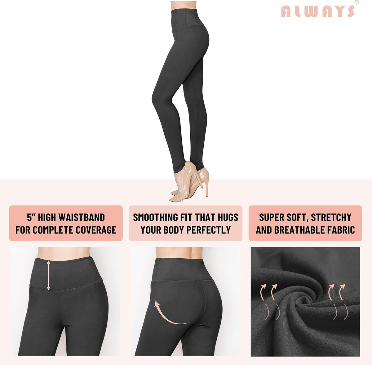 ALWAYS Women's Print Pattern Leggings - Premium Soft Stretch Peach Skin Yoga Pants