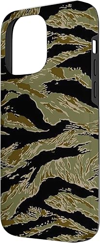 iPhone 14 Pro Max Tiger Stripe Camo Camouflage Pattern Vietnam War Green Brown Case