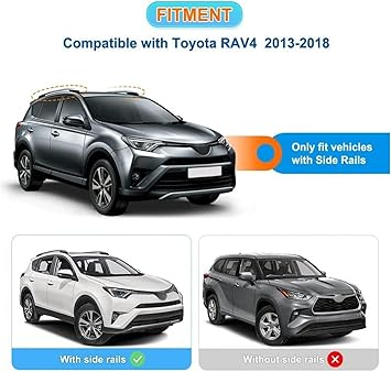 Roof Racks 1 Pair Vehicle Car Roof Mounting Rack Rail Bar Compatible with Toyota RAV4 2013-18 Aluminum Alloy Luggage Roof Rack Car with Side Rails