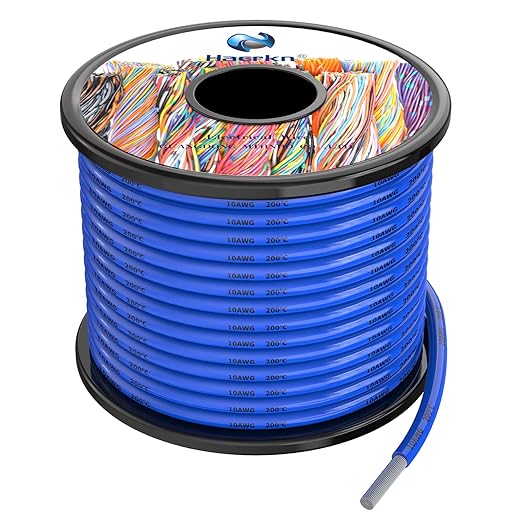 10 AWG Silicone Electrical Cable, 25 feet, Blue Color, 10 Gauge Patch Cord Kit, Braided Tin Copper Wire, Flexible and Soft, High Temperature Resistance