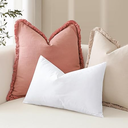 Artscope Synthetic Down Pillow Insert, 18x18 Down Alternative Throw Pillow Insert. Ultra Soft Fluffy Sleeping Pillow with 100 Cotton Cover, Decorative Pillows-White.