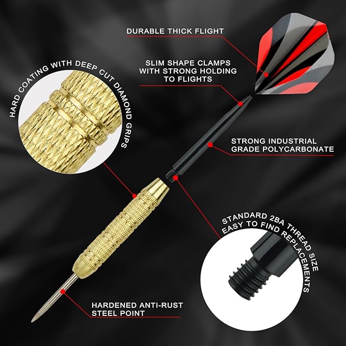 Steel Tip Darts Set 18 Grams15 Pack Steel Barrels