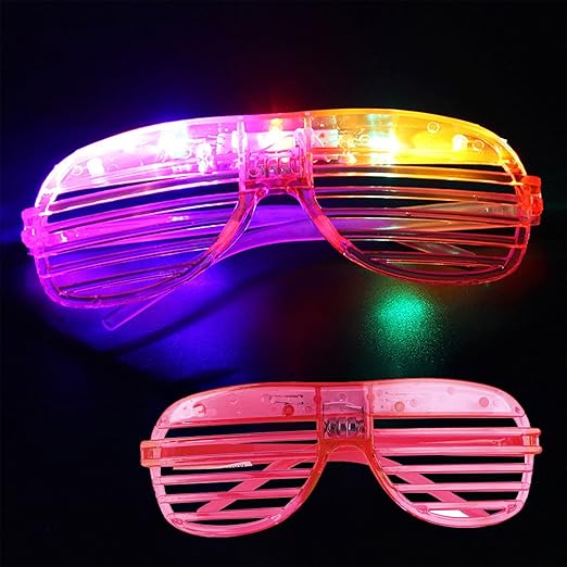 Light Up Glasses, LED Glasses, Glasses Glows in The Dark, Neon Flashing Glasses, 3 Modes, Battery Powered