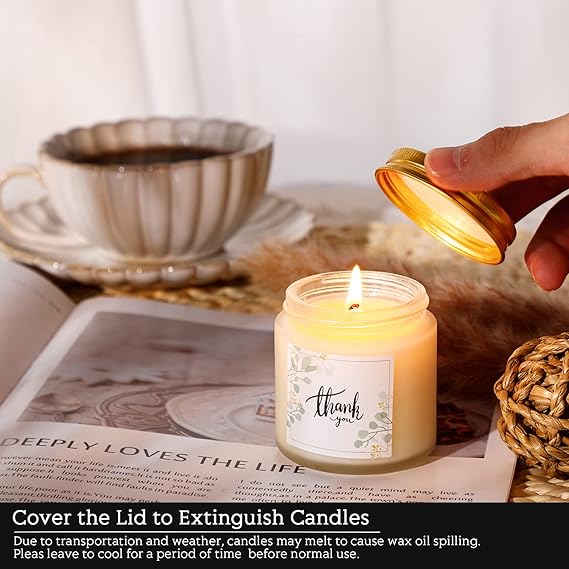 Coume 10 Pcs Employee Appreciation Gift for Teacher Soy Wax Scented Glass Jar Candles 3.5 oz Thank You Gift for Baby Shower Women Wedding Bridal Shower, 10 Fragrance(Fresh Scent)