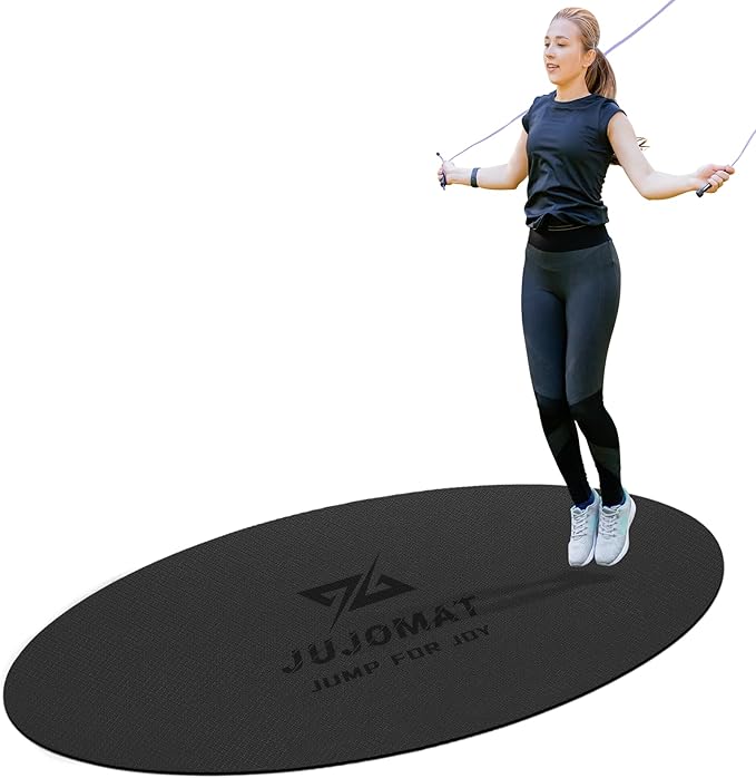 Jump Rope Mat Outdoor Indoor Non Slip Workout Exercise Mat, Shock Absorbing Jump Rope Pad for Crossrope, Oval Jumping Rope Mat for Concrete Home