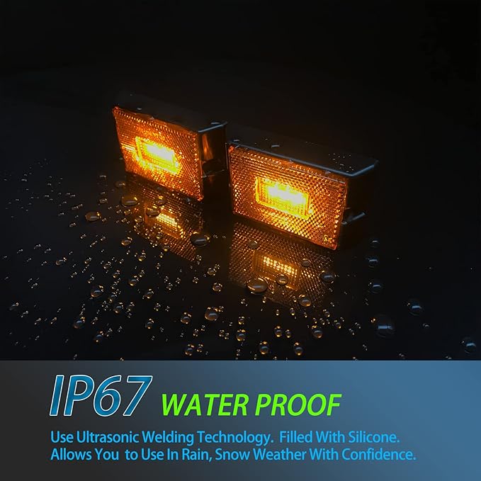 Led Trailer Marker Lights, Trailer Amber Side Marker Lights, Rectangular Light Reflectors For Trailers, Dot Approval Trailer Clearance Lights, Utility Trailer Running Lights, 2Pack