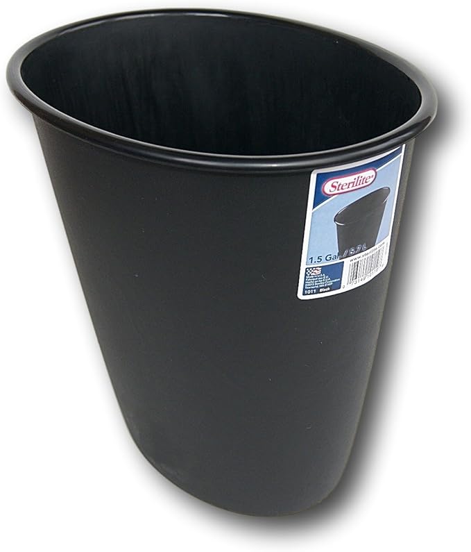 STERILITE Black 10119012 1.5GAL Wastebasket, 1.5 Gallon