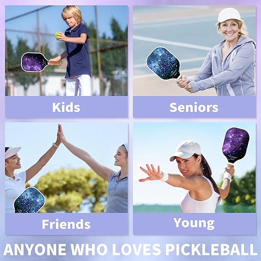 Pickleball Paddles Set of 2 Super Value Set with 2 Pickleball Fiberglass Rackets 4 Balls 2 Pickleball Grip Tapes 2 Sports Towels 1 Pickleball Bag Outdoor Gift for Beginners Family Friends