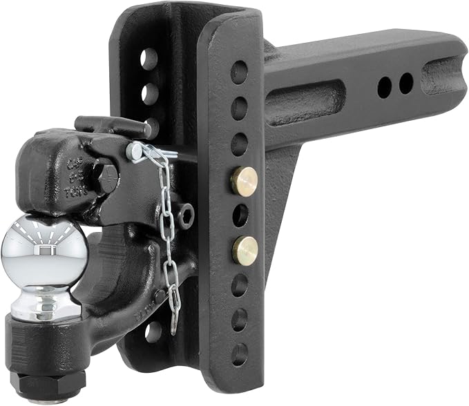 CURT 45908 Adjustable Pintle Hitch Combination, 2-12-Inch Receiver, 6-Inch Drop, 2-516-Inch Ball, 20,000 lbs