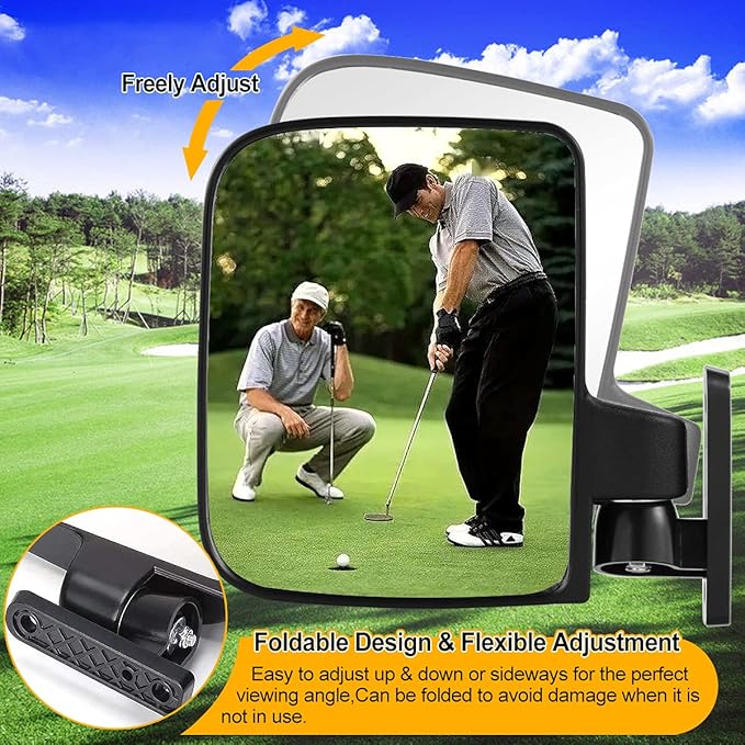 Golf Cart Side Mirrors for Club Car EZ-GO Yamaha and other 180Adjustable Folding Wide-Angle Side View Mirror