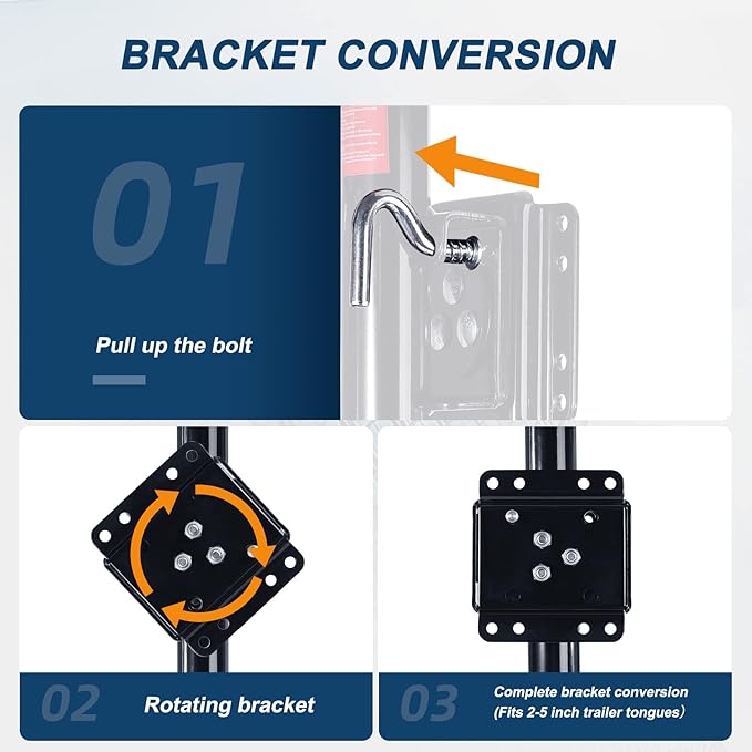 2000lbs Trailer Jack with Wheel, Heavy Duty Swivel Boat Trailer Jack, 12" Lift, for RV Boat